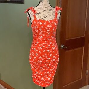 Altar'd State Orange Red Spaghetti Strap Mini Dress, Size Small